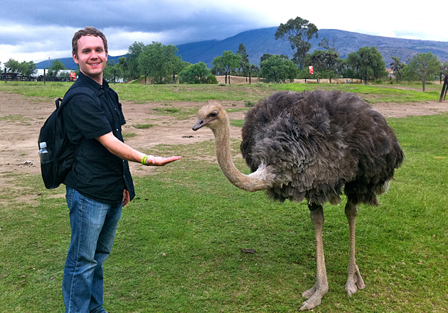 Justin Britten with Ostrich