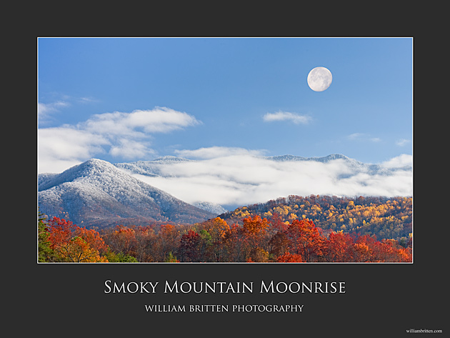 Smoky Mountain Moonrise Poster © William Britten use with permission only